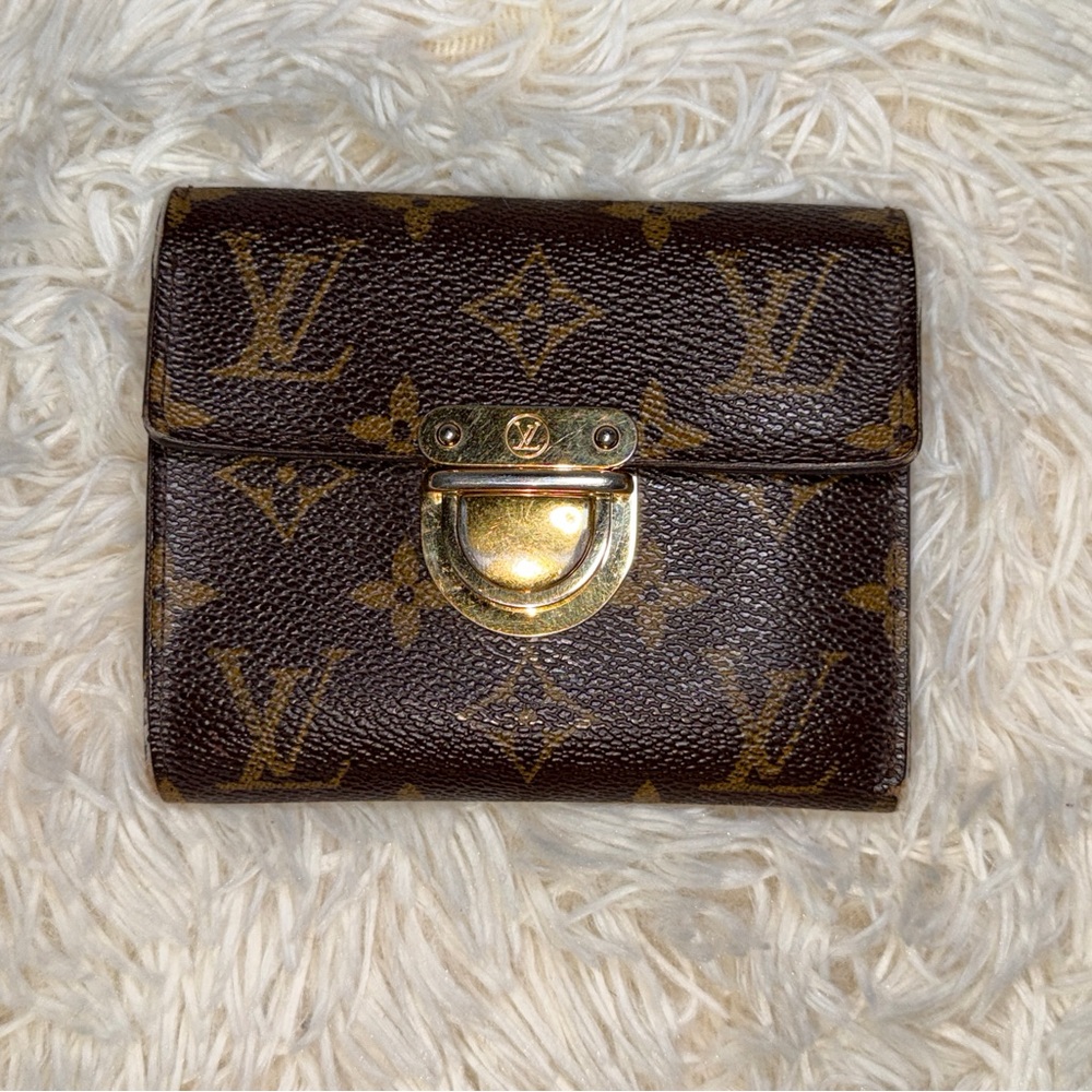 Louis Vuitton Monogram Compact Wallet in Brown with Gold Hardware
